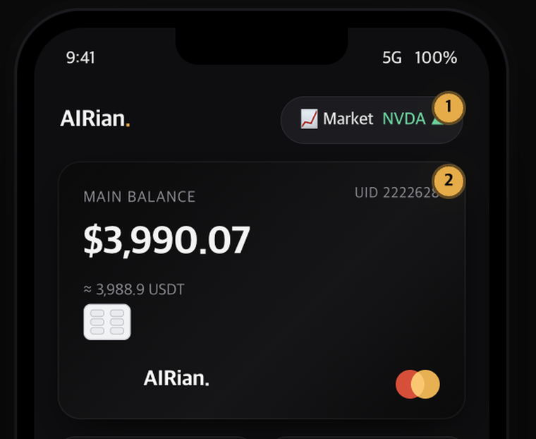 AIRian Crypto Card balance detail
